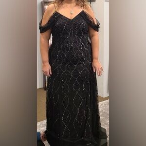 Adrianna Papell Black Beaded Mother of the Bride/Groom Evening or Prom Dress